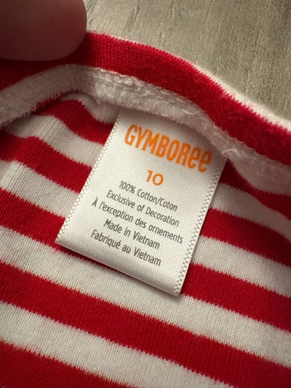 Gymboree Red & White Striped Star Print Bow Detail Knit Romper Girls Size 10